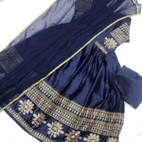 stitched embroided silk maxi 