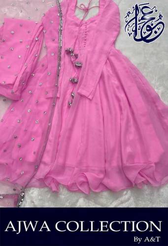 fabric chiffon 3 piece stitched maxi