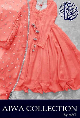 fabric chiffon 3 piece stitched maxi