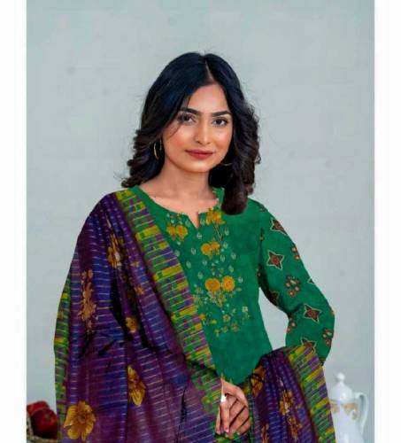 3 PCs women's unstitched lawn printed suit