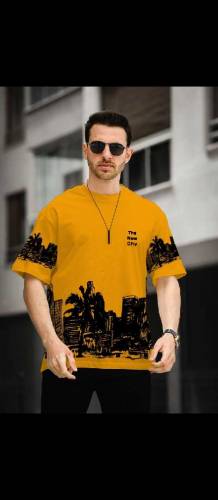 super fine drop shoulder t-shirt screen print new city branded Causal 