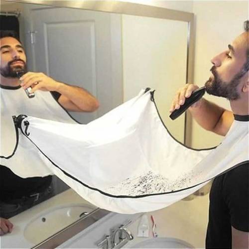 Men beard shaving apron white in color 