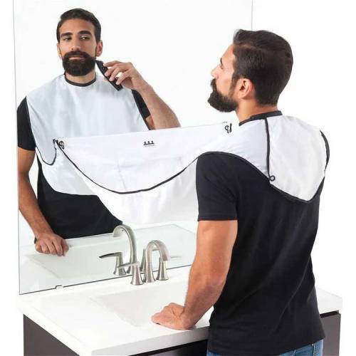 Men beard shaving apron white in color 