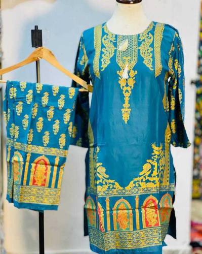 2 PCs Women's Stitched Linen Printed Suit.    BEST Quality 