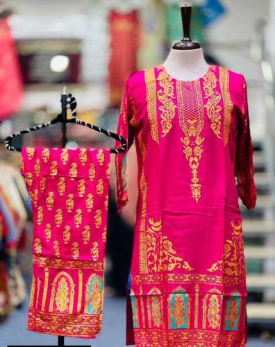 2 PCs Women's Stitched Linen Printed Suit.    BEST Quality 