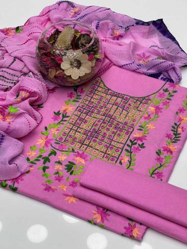 *Soft Cotton Lawn Handmade Pakka Tanka Embroidery Work Shirt and Plain