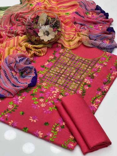 *Soft Cotton Lawn Handmade Pakka Tanka Embroidery Work Shirt and Plain