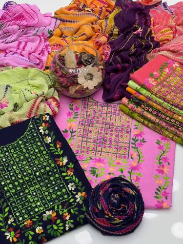 *Soft Cotton Lawn Handmade Pakka Tanka Embroidery Work Shirt and Plain