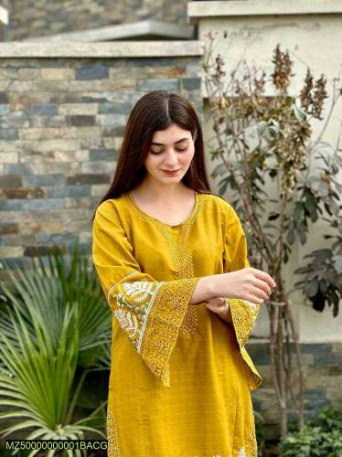 2 Pce women's Stitches cotton Embroidered Shirt And trouser