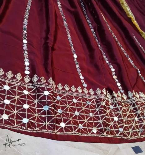 fabric silk 3 piece emboridred stitched maxi