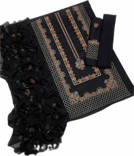 fabric lawn 3 piece emboridred unstitched suite