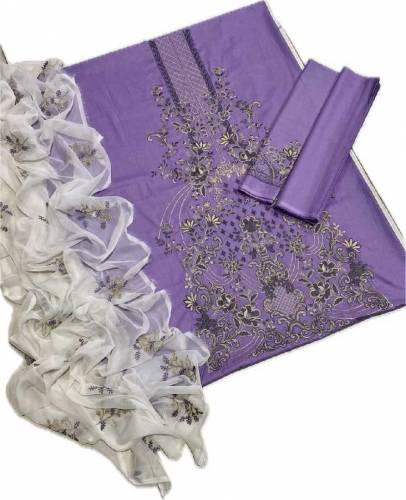 fabric lawn 3 piece emboridred unstitched suite