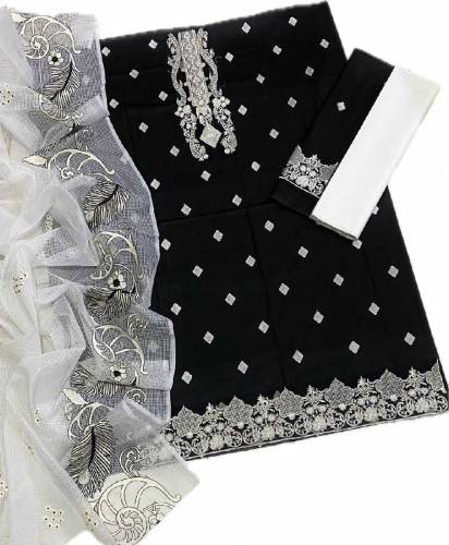 fabric lawn 3 piece emboridred unstitched suite