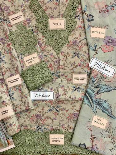 fabric lawn 3 piece emboridred unstitched suite