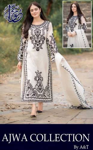 fabric organza 3 piece emboridred stitched suite