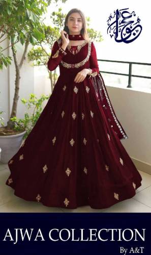 fabric chiffon 3 piece emboridred stitched maxi