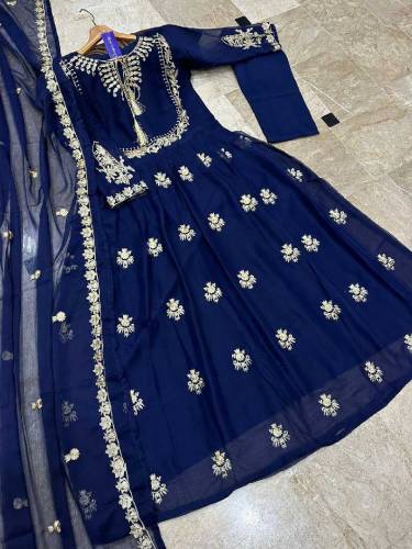 fabric chiffon 3 piece emboridred stitched maxi