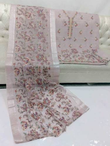 fabric chiffon 2 piece emboridred unstitched suite