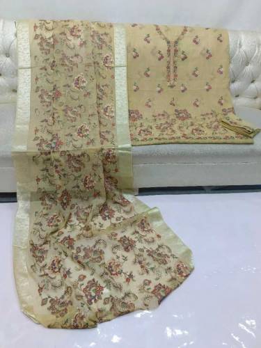 fabric chiffon 2 piece emboridred unstitched suite
