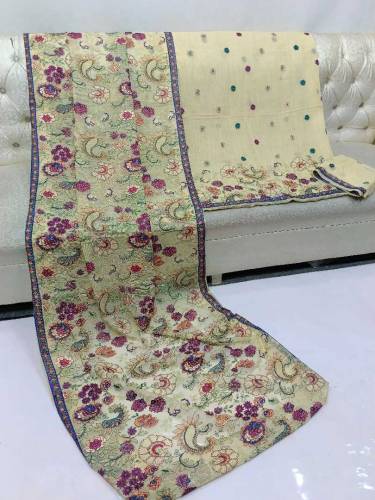 fabric chiffon 2 piece emboridred unstitched suite