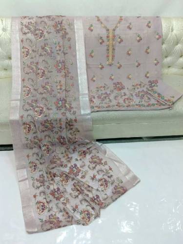 fabric chiffon 2 piece emboridred unstitched suite