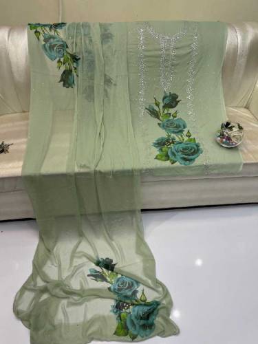 fabric chiffon 2 piece emboridred unstitched suite