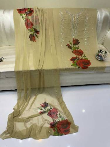 fabric chiffon 2 piece emboridred unstitched suite