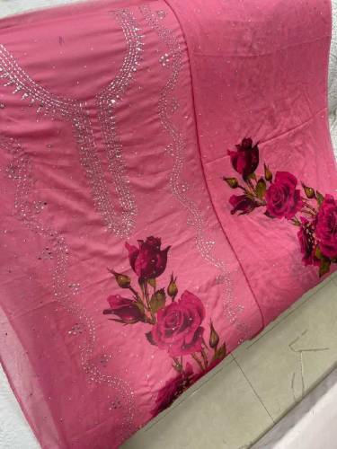 fabric chiffon 2 piece emboridred unstitched suite