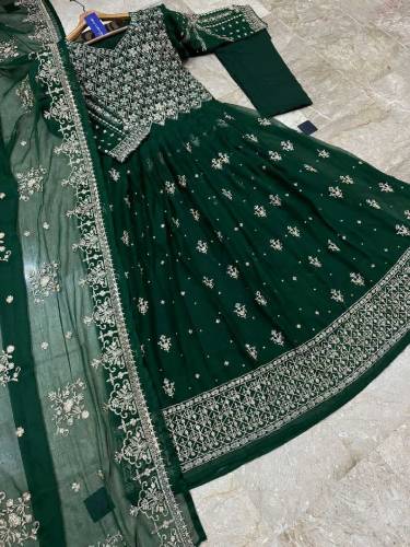 fabric chiffon 3 piece emboridred stitched maxi