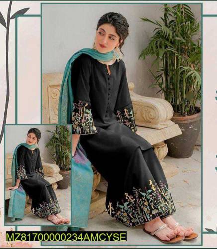 fabric lawn emboridred unstitched suite