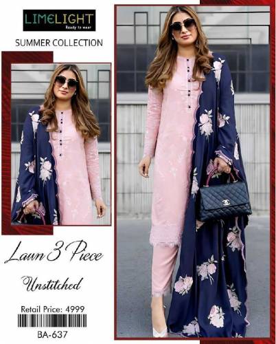 fabric lawn 3 piece emboridred unstitched suite