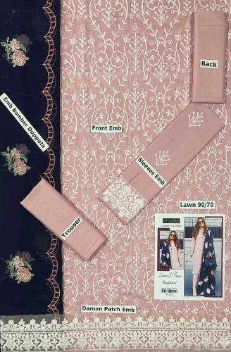 fabric lawn 3 piece emboridred unstitched suite