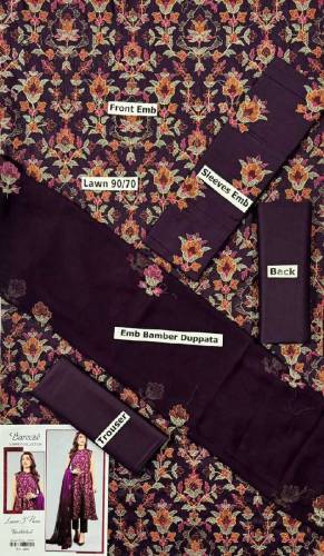 fabric lawn 3 piece emboridred unstitched suite