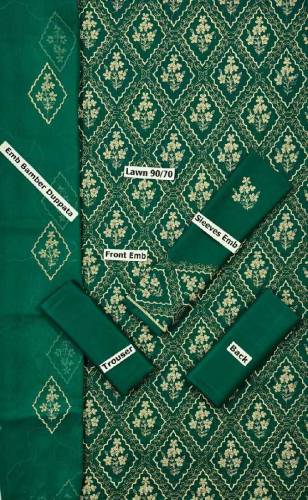 fabric lawn 3 piece emboridred unstitched suite