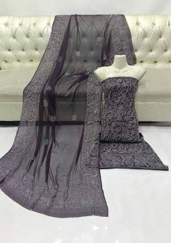 fabric chiffon 2 piece emboridred unstitched suite