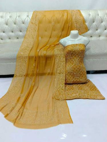 fabric chiffon 2 piece emboridred unstitched suite