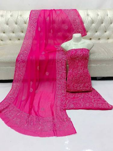 fabric chiffon 2 piece emboridred unstitched suite