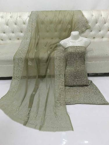 fabric chiffon 2 piece emboridred unstitched suite