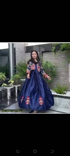 fabric silk emboridred stitched 2 piece stitched maxi