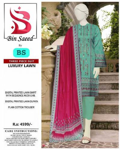 Bin Saeed Luxury Embroidered 3pc Collection