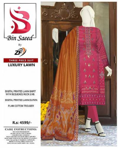 Bin Saeed Luxury Embroidered 3pc Collection