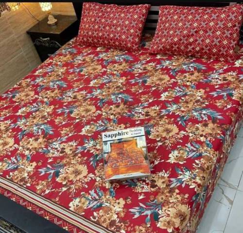 3 peices cotton bedsheets of Alkaram Khaddi Sapphire Gull Ahmed 