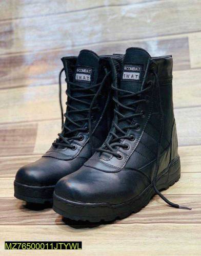 Men's Long Army Shoes, Black and brown