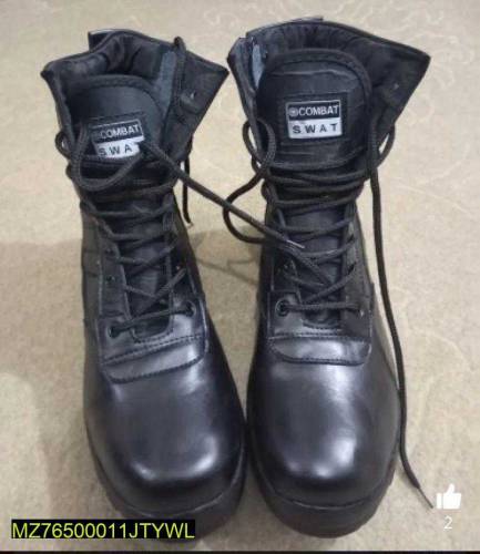 Men's Long Army Shoes, Black and brown
