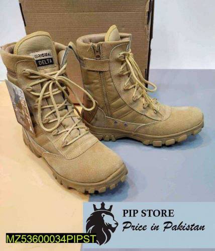 Men's Long Army Shoes, Black and brown