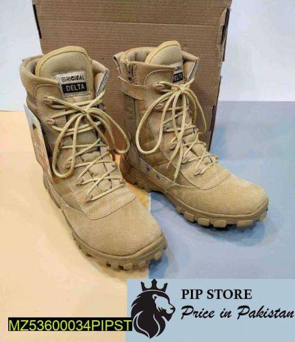 Men's Long Army Shoes, Black and brown