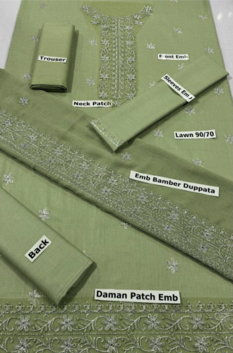 Lawan Unstitched Embroidered Suit