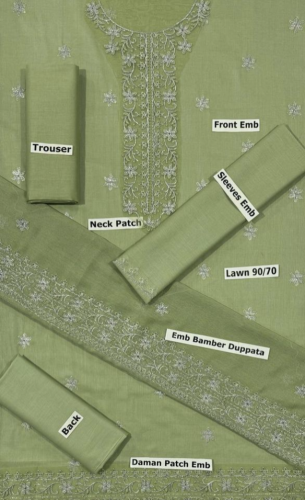 Lawan Unstitched Embroidered Suit