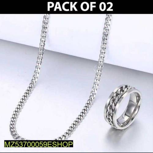 plain silver chain with ring pack of 2