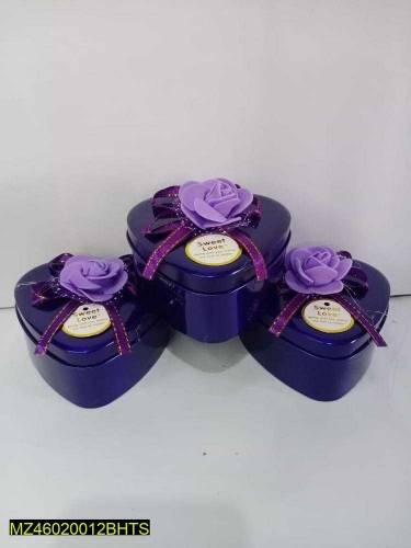 3 purple heart shape gift box